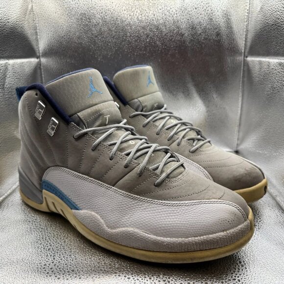 Size 12.5 Jordan 12 Retro Gray University Blue Mens Mid Top Sneakers 130690-007 - Picture 1 of 9
